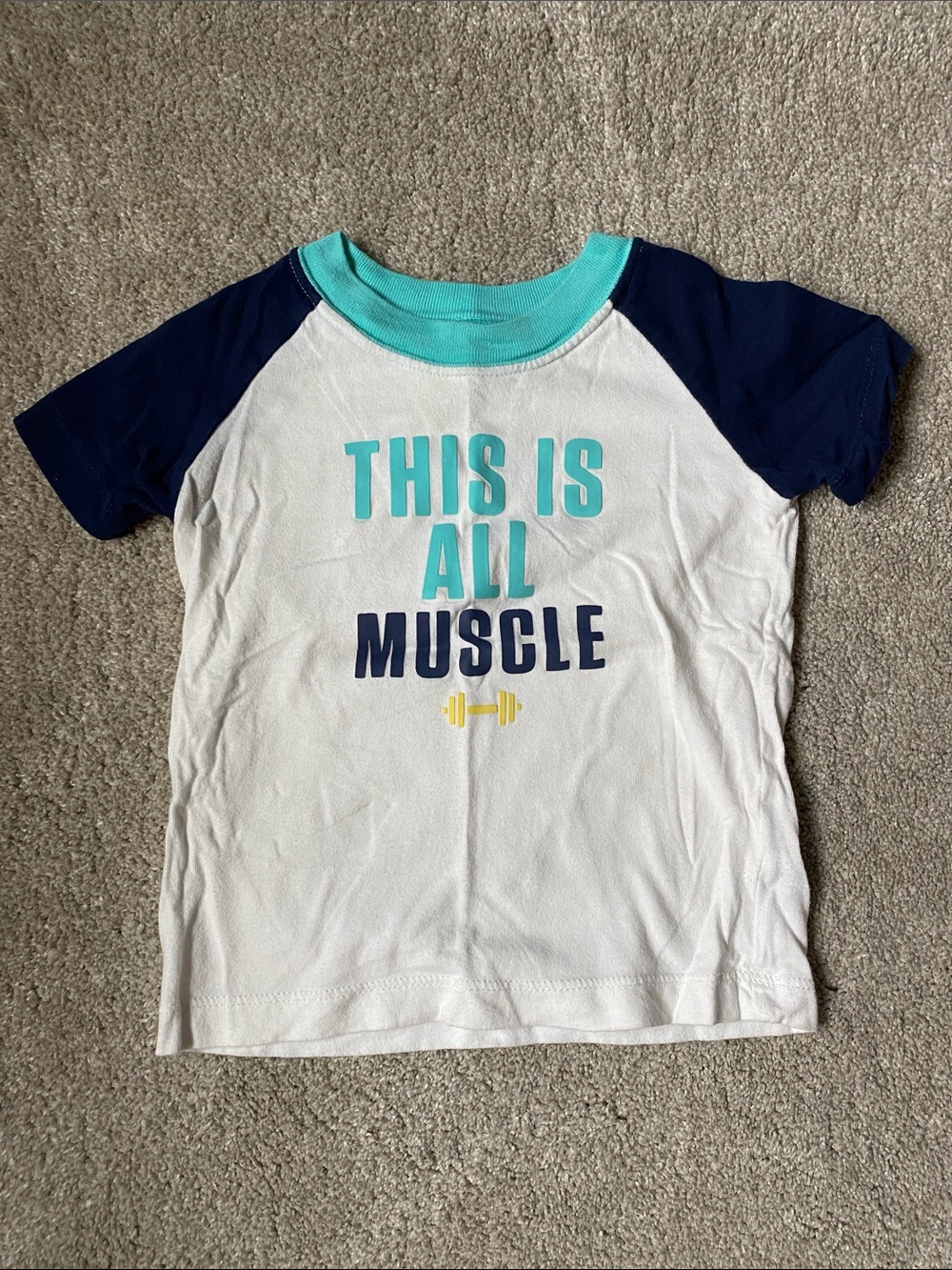 Carter’s 18 Month "This Is All Muscle" White & Navy Raglan Tee
